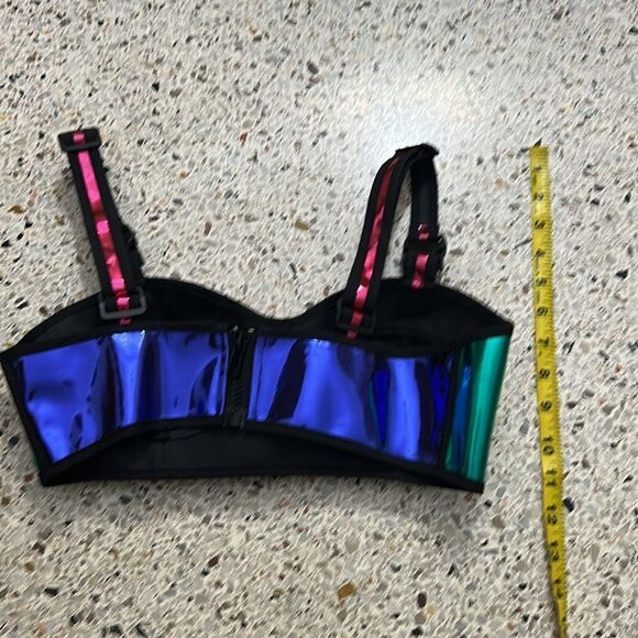Club exx rainbow bra top runner dolls kill shiny rave small s - Picture 6 of 6